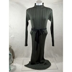 Crea Concept Womens Size 40 Ribbed Knit Maxi Dress Belted Avant Garde Modern